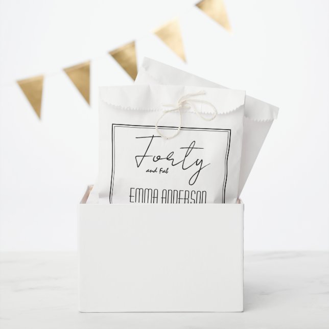 Modern Minimalistic Personalized Black White Favor Bag (Party)