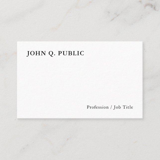 Modern Minimalistic Personalized Elegant Template Business Card (Front)