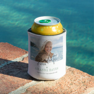 Modern Minimalistic Photo Graduation Party Invite Can Cooler