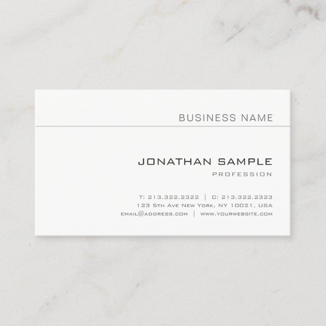 Modern Minimalistic Professional Elegant Plain Business Card (Front)