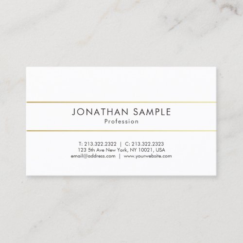 Modern Minimalistic Professional Sleek Gold Stripe Business Card