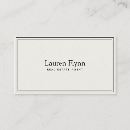 Modern Minimalistic Realtor Black Framed Simple Business Card