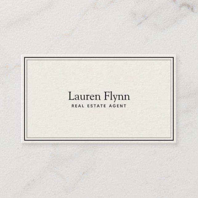 Modern Minimalistic Realtor Black Framed Simple Business Card (Front)