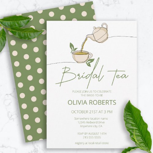 Modern minimalistic Script Tea Party Bridal Shower Invitation