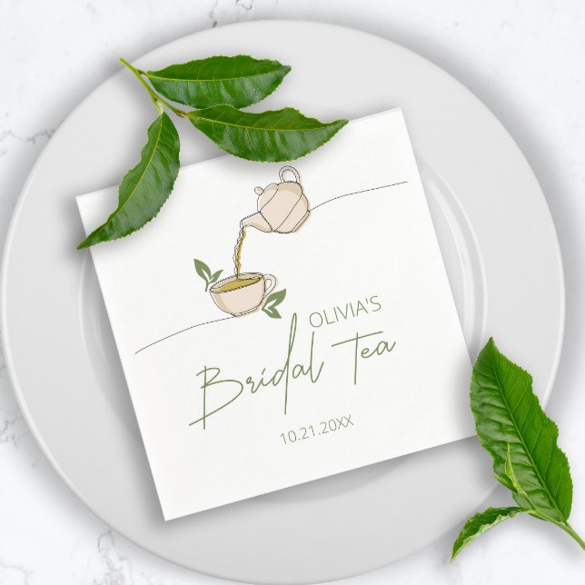Modern Minimalistic Script Tea Party Bridal Shower Napkins (Creator Uploaded)