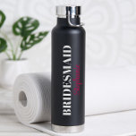 Modern Minimalistic Script Wedding Bridal Party Water Bottle<br><div class="desc">Thank your bridal party with these practical Personalized Bridal Party Water Bottles! Perfect to bring on the bachelorette trip weekend! Title can be altered to any text including Jr. Bridesmaid,  Maid of Honor,  Matron of Honor and Flower Girl.  Different color options available.</div>
