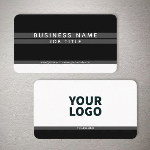 Modern Minimalistic Stripes Grey Black & White Business Card