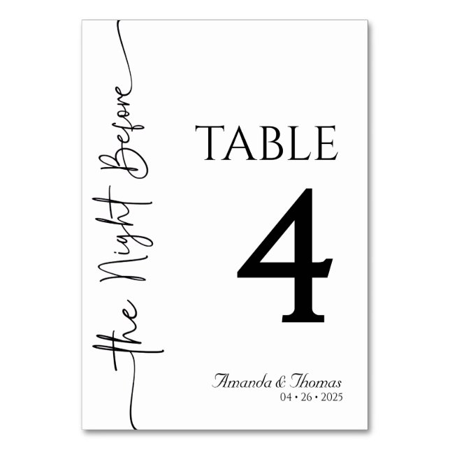Modern Minimalistic Table Cards (Front)