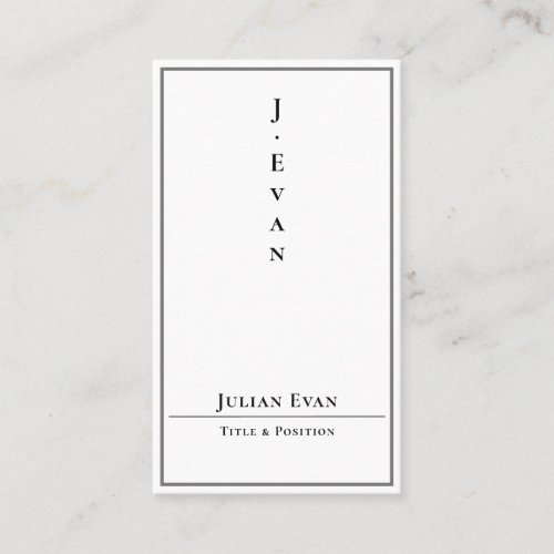 Modern Minimalistic Vertical White Business Card