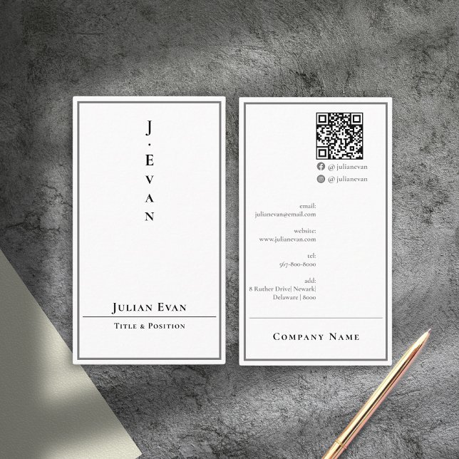 Modern Minimalistic Vertical White Business Card (Modern Minimalistic Vertical White Business Card)