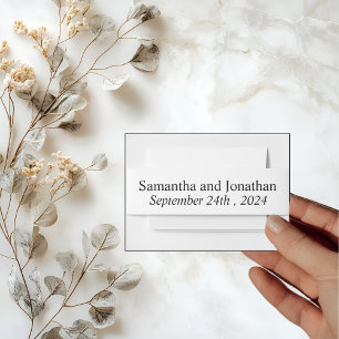 Modern Minimalistic White on Black Wedding  Invitation Belly Band