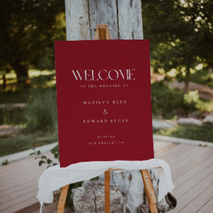 Modern Minimalistic Wine Red Wedding Welcome Foam Board