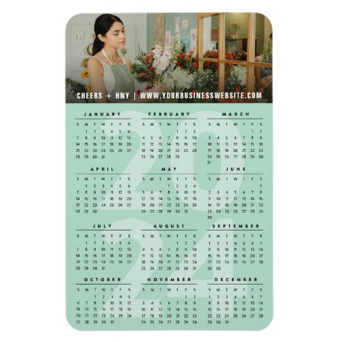 Modern Mint 2024 Calendar Simple Holiday Photo Magnet