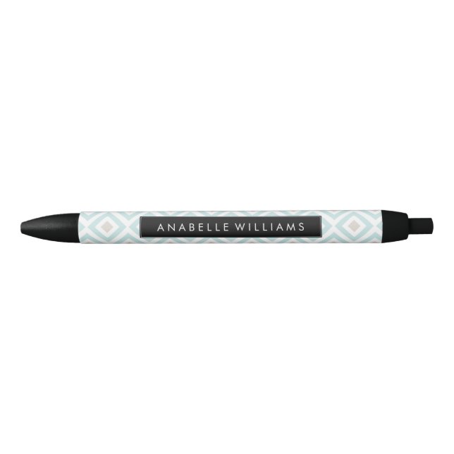 Modern Mint and Beige Geometric Pattern Pen (Front)