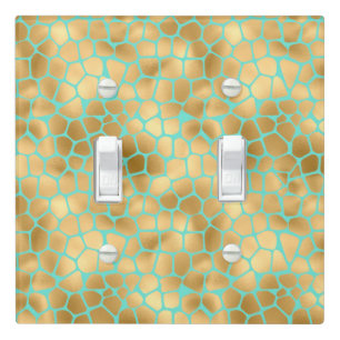 Modern Mint and Gold Giraffe Print Light Switch Cover