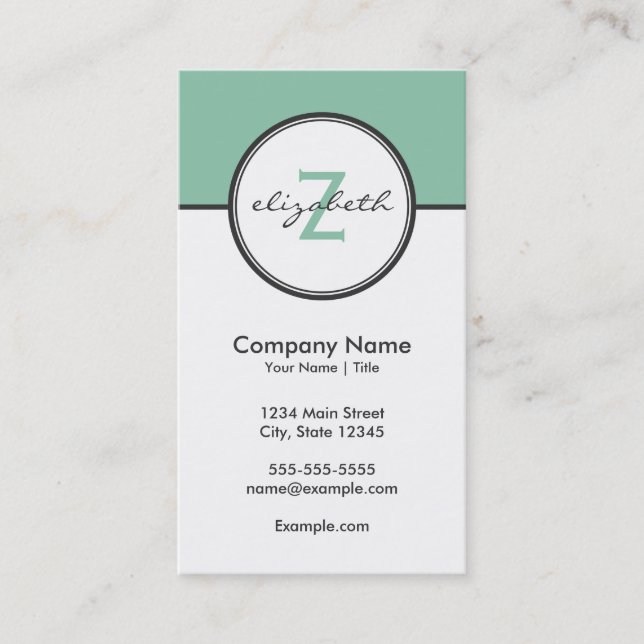 Modern Mint and Gray Business Card (Front)