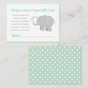 Modern Mint and Gray Elephant Baby Shower Enclosure Card