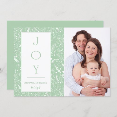 Modern Mint and White Holly Photo Christmas 2 Invitation