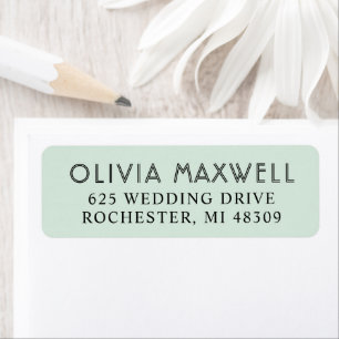 Modern Mint Black Art Deco Wedding Address Label