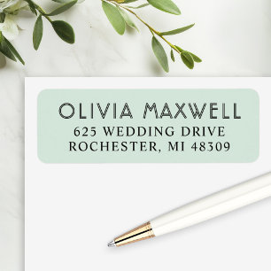 Modern Mint Black Art Deco Wedding Address Label