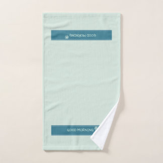 Modern Mint Blue "Good Morning" Minimalist Hand Towel