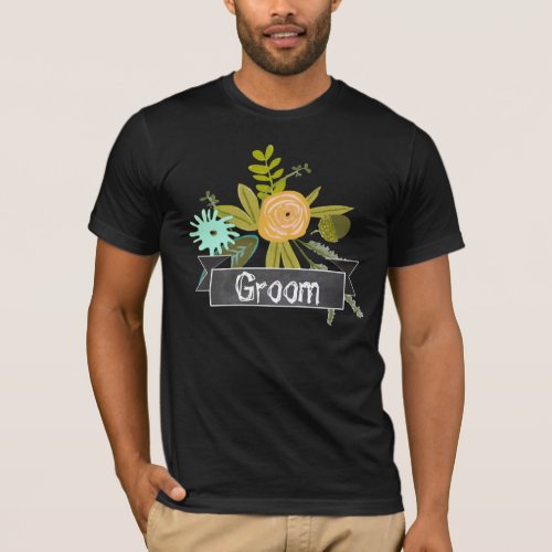 Modern Mint Chalkboard Groom Wedding T_shirt