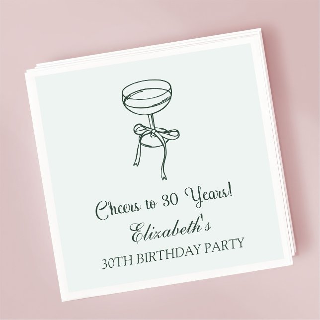 Modern Mint Cheers to 30 years Birthday Napkins (Creator Uploaded)