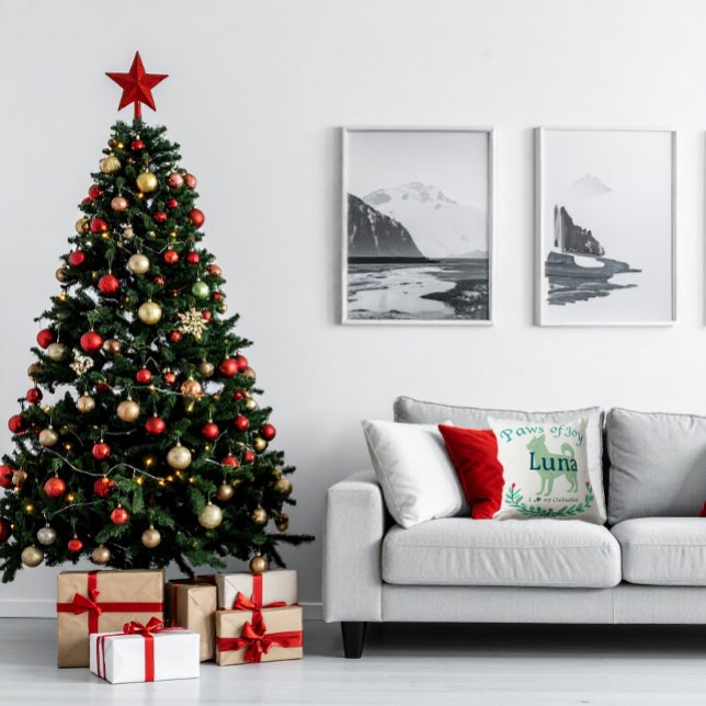 Modern Mint Chihuahua | Personalized Christmas Throw Pillow (Creator Uploaded)