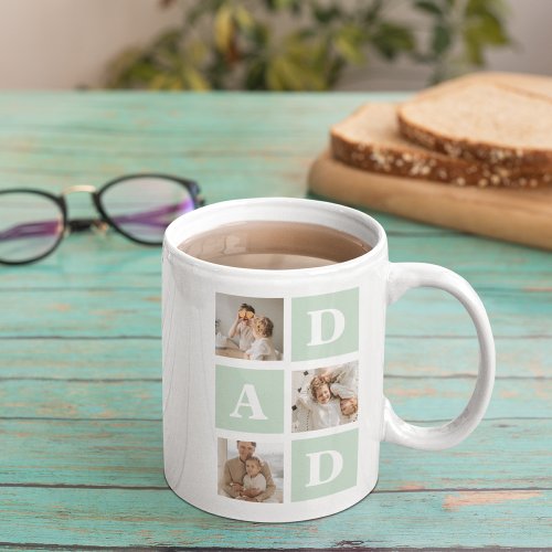 Modern Mint Collage Photo Dad Best Gift Coffee Mug