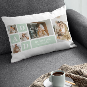 Modern Mint Collage Photo Dad Best Gift Lumbar Pillow