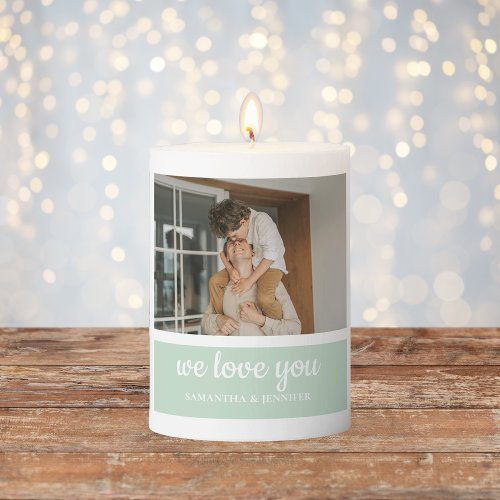 Modern Mint Collage Photo Dad Best Gift Pillar Candle