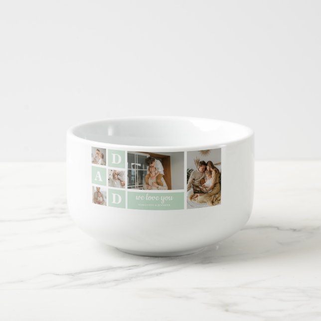 Modern Mint Collage Photo Dad Best Gift Soup Mug (Front)