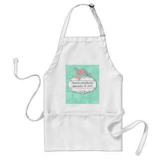 Modern Mint Damask Wedding Invite Adult Apron