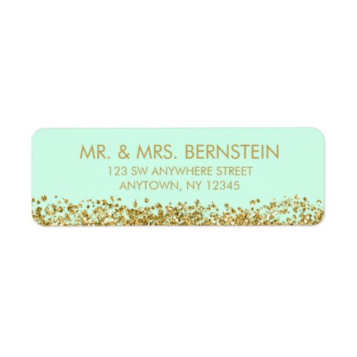Modern Mint Faux Gold Glitter Return Address Label