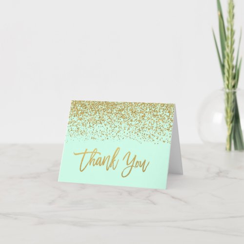 Modern Mint Faux Gold Glitter Thank You