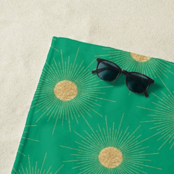 Modern Mint Gold Sunshine Beach Towel by Trendy_arT at Zazzle
