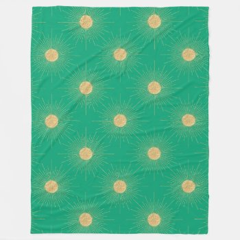 Modern Mint Gold Sunshine Fleece Blanket by Trendy_arT at Zazzle