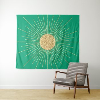 Modern Mint Gold Sunshine Tapestry by Trendy_arT at Zazzle