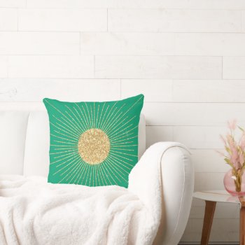 Modern Mint Gold Sunshine Throw Pillow by Trendy_arT at Zazzle