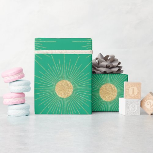 Modern Mint Gold Sunshine Wrapping Paper