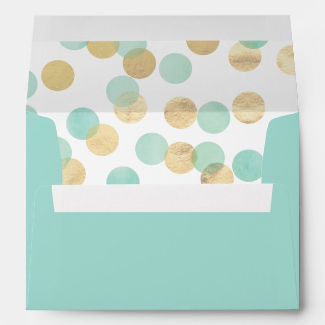 Modern Mint & Gold Yellow Holidays Personalized Envelope (Back (Bottom))
