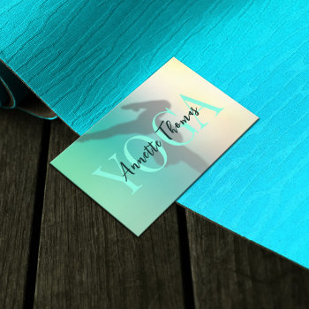 Modern Mint Gradient Yoga  Business Card by TwoFatCats at Zazzle