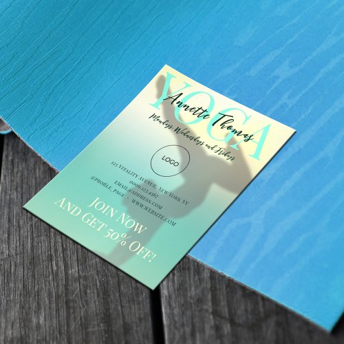 Modern mint gradient yoga position flyer