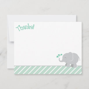 Modern Mint Gray Elephant Baby Shower Note Card