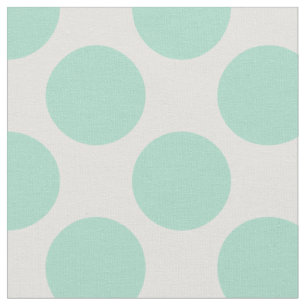 Modern Mint Green and White Large Polka Dots Fabric