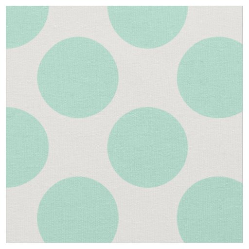 Modern Mint Green and White Large Polka Dots Fabric