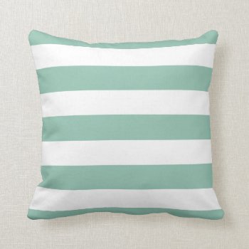 Modern Mint Green And White Stripes Throw Pillow by cardeddesigns at Zazzle