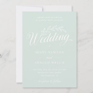 Modern Mint Green Backyard Botanical Leaf Wedding Invitation