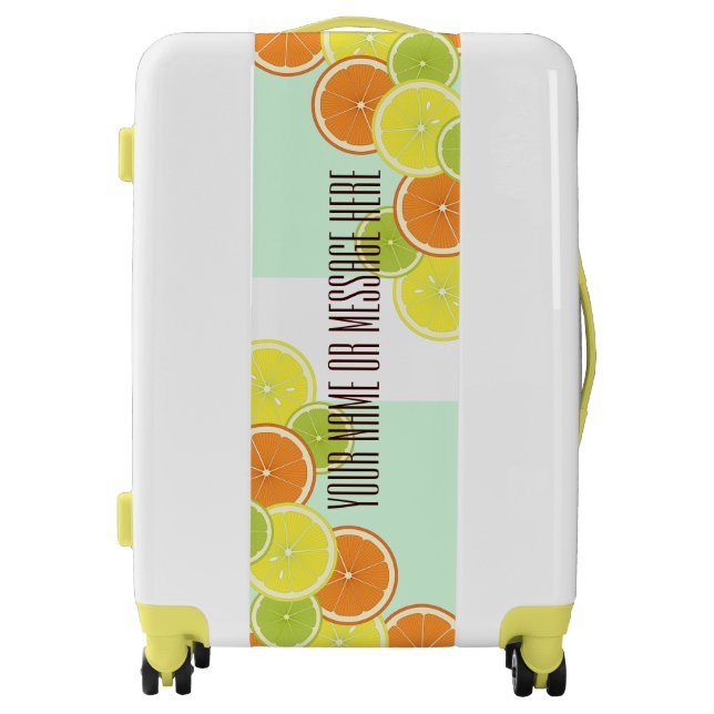 Modern Mint Green Citrus Fruit Slices Luggage (Front)