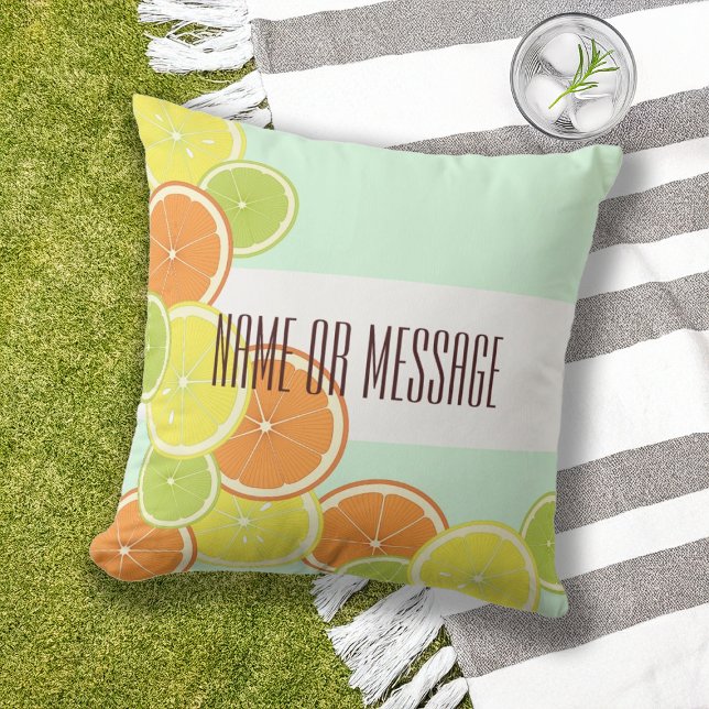 Modern Mint Green Citrus Fruit Slices Outdoor Pillow (Creator Uploaded)